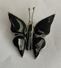 Vintage Alpaca Mexican Silver With Abalone Inlay Butterfly Brooch