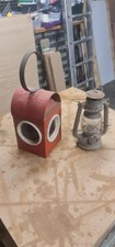 VINTAGE 50's/60's PARAFFIN ROAD WORKS SAFETY LAMP AND HURRICANE LAMP