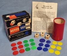 Vintage 1959 Never Say Die Family Dice Game Peter Pan Series
