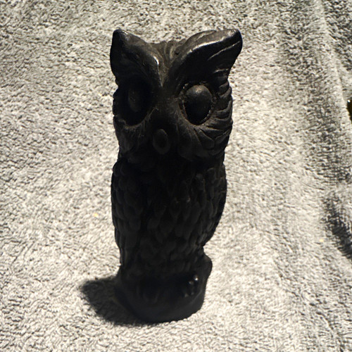 Black owl figurine ornament - black,