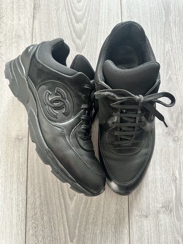 Chanel black trainers - black, size