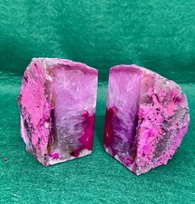Pair Of Pink Polished Agate Bookends (approx 1.2kg).