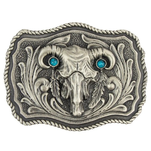 Bull skull with turquoise - with,