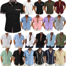 Mens Linen Style Short Sleeve