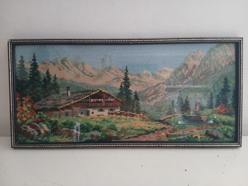 Vintage framed needlepoint - framed,