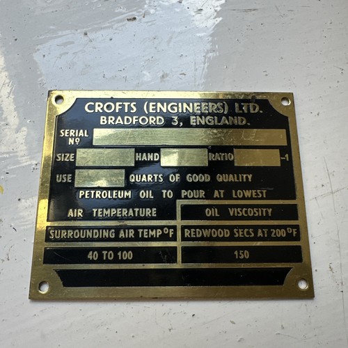 Crofts ltd brass plaque - brass, sign
