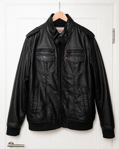 Levi black faux leather - faux,