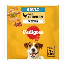42 x 100g Pedigree Adult Wet Dog Food Pouches Chicken in Jelly