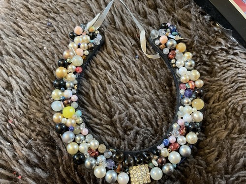 Wooden pearl horseshoe - pearl, hanging