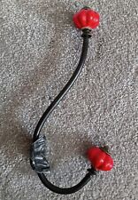 Antique Style - Large Iron Coat / Door Hook & Two Large Red Ceramic Knobs