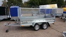 NEW CAR CAGE TRAILER 10X5 TWIN AXLE UNBRAKED 750KG WITH HIGH MESH SIDES 800MM 