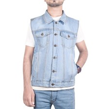 Mens Denim Jacket Sleeveless Lightweight Comfortable Outdoor Jeans Coat S-3XL