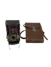 Antique Kodak No 1 Folding Pocket Camera with Red Bellows & Carry Case Untested