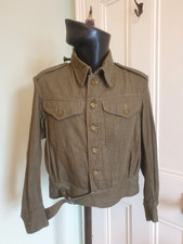 Original British Army Military Denim Battledress Drill Blouse, 1950s, Overalls