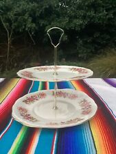Vtg Colclough Bone China 2 Tier Cake Stand Retro Kitsch