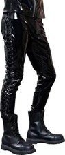 VINYL PVC Lace Up Vinyl PVC Lestat Latex Look Gothic FETISH Rocker Jeans Trouser