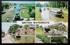 Old Postcard British Waterways Multi-view Canals Narrowboats Lock Gates