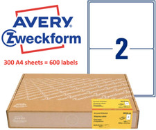 Avery Zweckform 2 per A4 Sheet 199.6 x 143.5mm 300 Sheet 600 Labels Laser Inkjet
