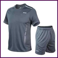Men's Quick Dry Running Set Gym Hiking T-Shirt Shorts Breathable Summer Suit