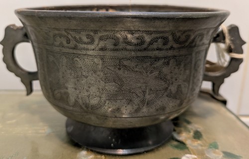 Antique asian pewter vessel - asian,