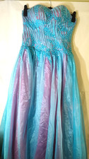 Sunning Beautiful Teal & Pink Prom Dress Ballgown Costume Fancy Dress Size 8-10