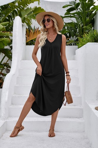 Womens neck dress - v,