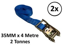 2 x 35mm x 4 Metre x 2 Ton Endless Ratchet Lashings Tie Down Straps Trailer