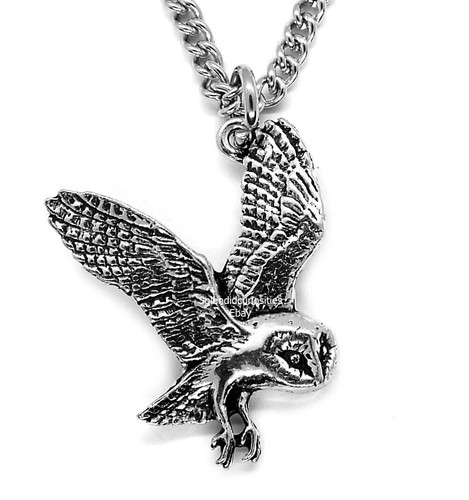 Barn owl pendant with chain - barn,