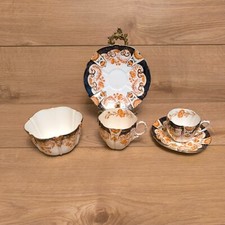 Antique Aynsley Imari 1890-1906 Set of 5 Pieces Tea Cup, Coffee Cup and Sug Bowl