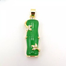 CZ Nature Jade Bamboo Pendant