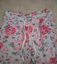 Cath Kidston Pink Flowers Cotton Pyjama Bottoms L