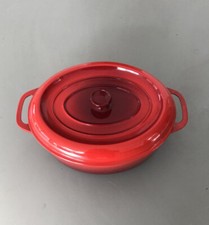 Staub Fontignac 31cm Oval Cast Iron Dutch Oven Coquet Casserole with Lid ~ Red