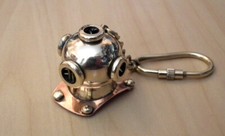 Hand Crafted Solid Brass Divers Diving Helmet Keyring Mark V Nautical key ring 