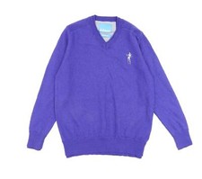 Bunker Mentality Mens Blue V-Neck Wool Blend Jumper Size M Long Sleeve