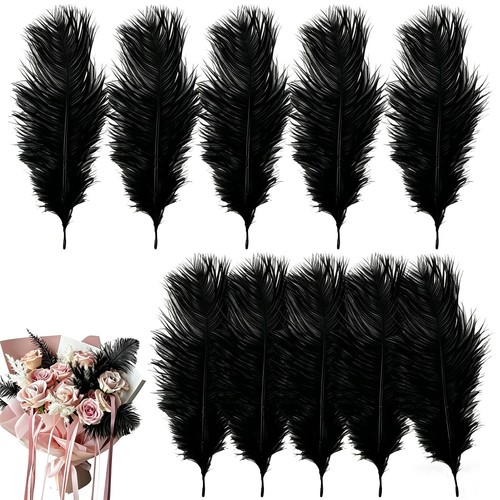 Large 25cm black ostrich - black,