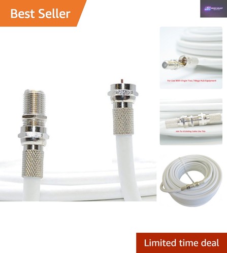 Tangle free white coax - 1m,