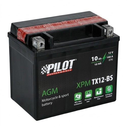 Pilot agm battery 12v - battery, 10ah