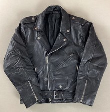 Vintage Leather Biker Jacket Motorcycle Jacket Black Size M