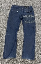 Henley's Men's Project Deluxe Dark Blue Denim Jeans W32 L32 Button Fly Baggy