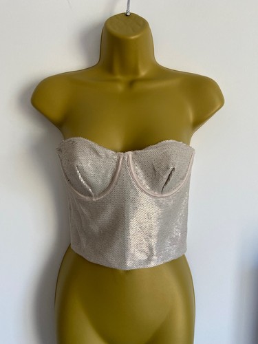 Zara silver sequin strapless - zara,