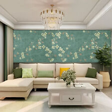 Vintage Green Floral Wallpaper Shabby Chic Textured Victorian Flowers Tree Decor