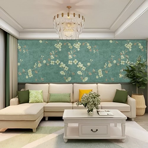 Vintage green floral wallpaper - green,