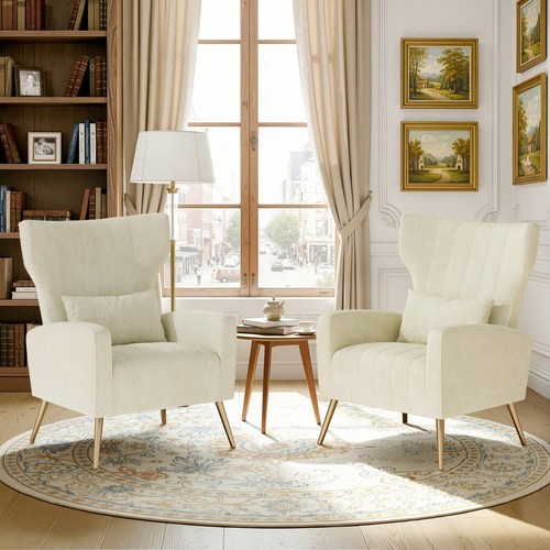 Set beige velvet wingback - of, 2