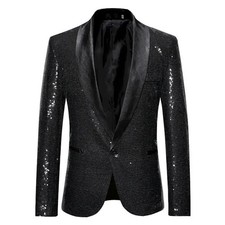 Sequin Blazer Jacket for Men Nightclub Party Suit Coat in Sizes M 2XL