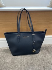 Michael Kors Black Leather Tote Bag With Gold Hardware