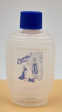 Vintage Our Lady of Lourdes Small Plastic Holy Water Bottle Empty   A1942