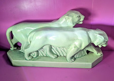 2 Walking Lionesses Art Deco