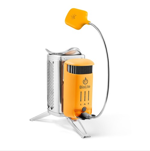 Wood burning camp stove - burning,