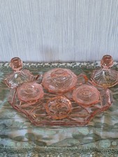 Vintage 7 Piece Pink Glass Art