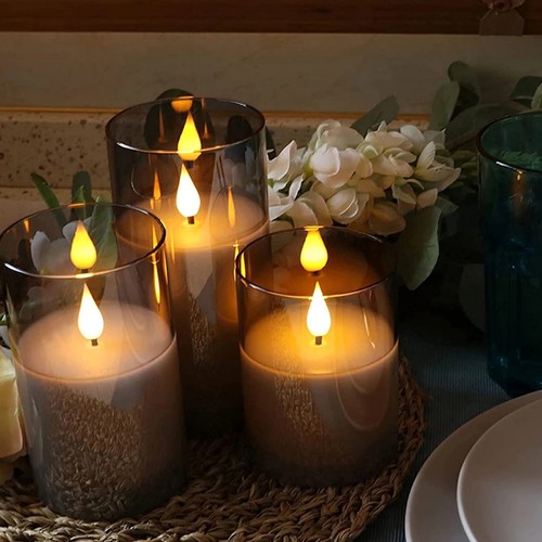 Glass candles wax led set - glass, with